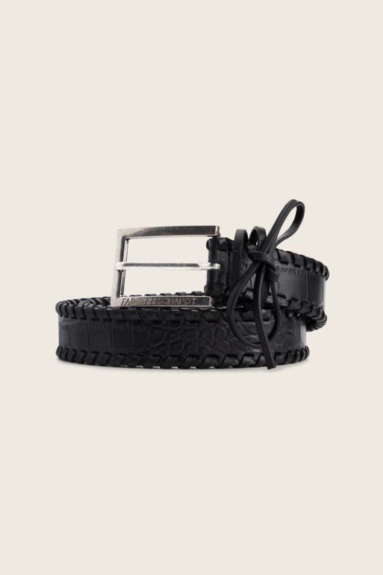 Sailen Lace-up Belt Croco Black